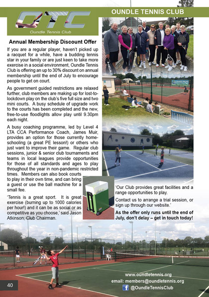 Oundle Tennis Club - discount offer