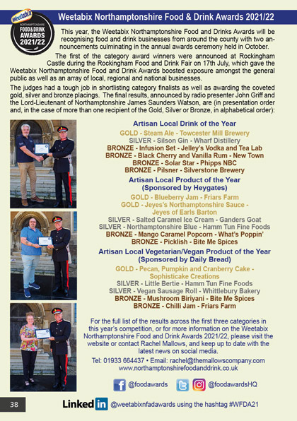 Weetabix Northamptonshire Food & Drink Awards 2020/21  